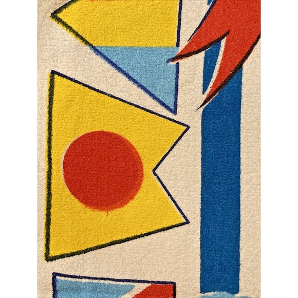 Vintage Caldwell 70's Red Blue Poodle Pup BathTowel Bathroom Decor 53 x 30 - Picture 5 of 12